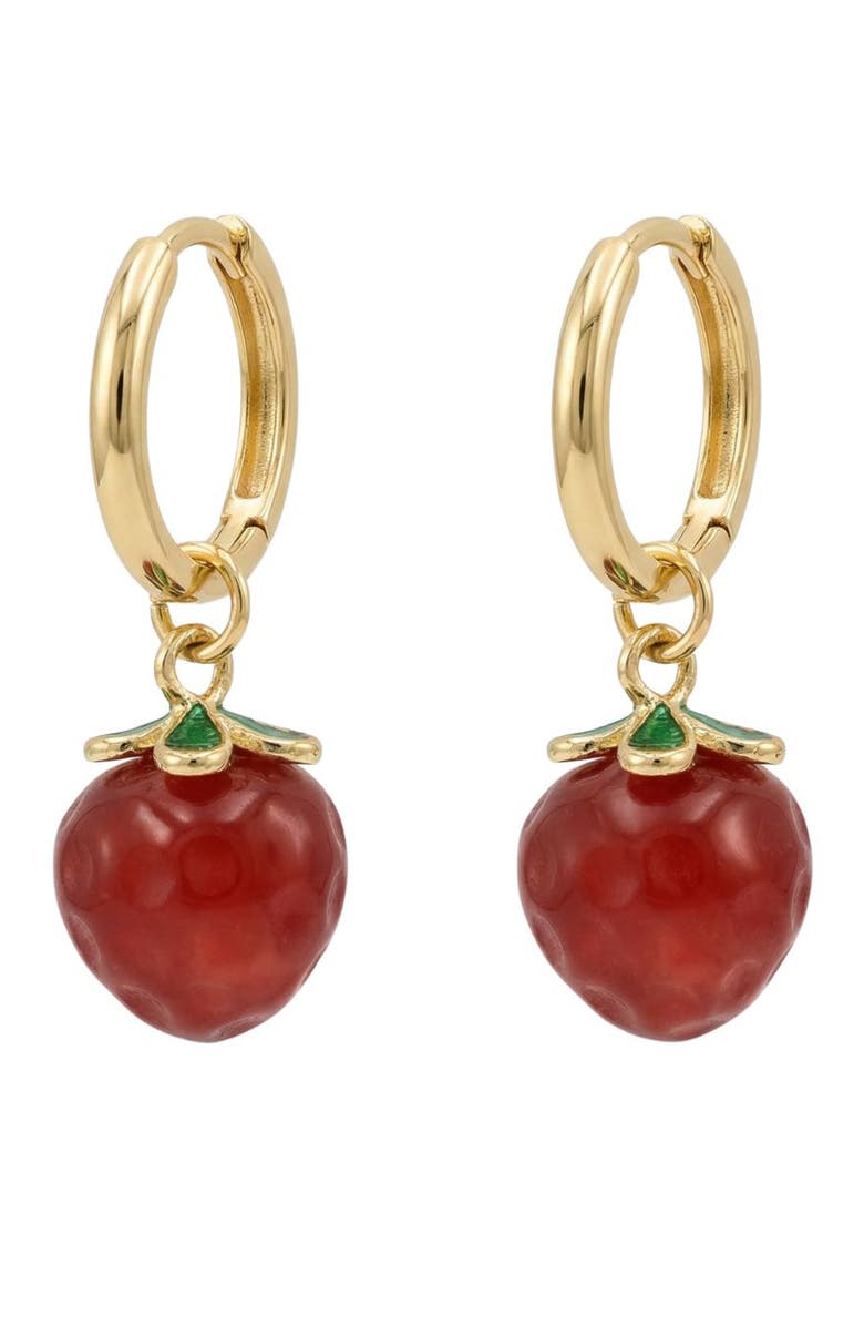 seree Harvest Strawberry Jade stone charm earrings, Main, color, Pink