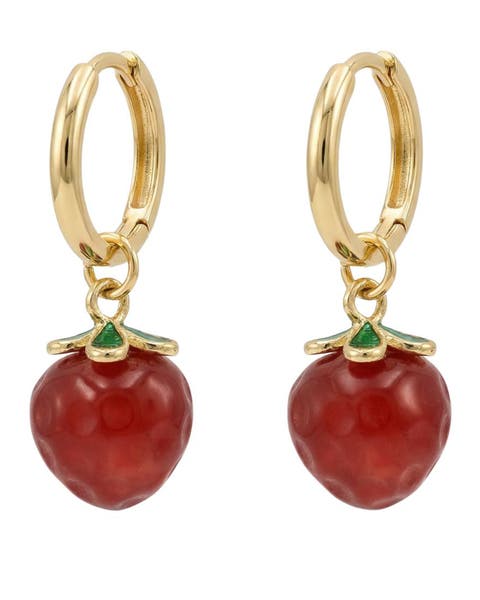Harvest Strawberry Jade stone charm earrings