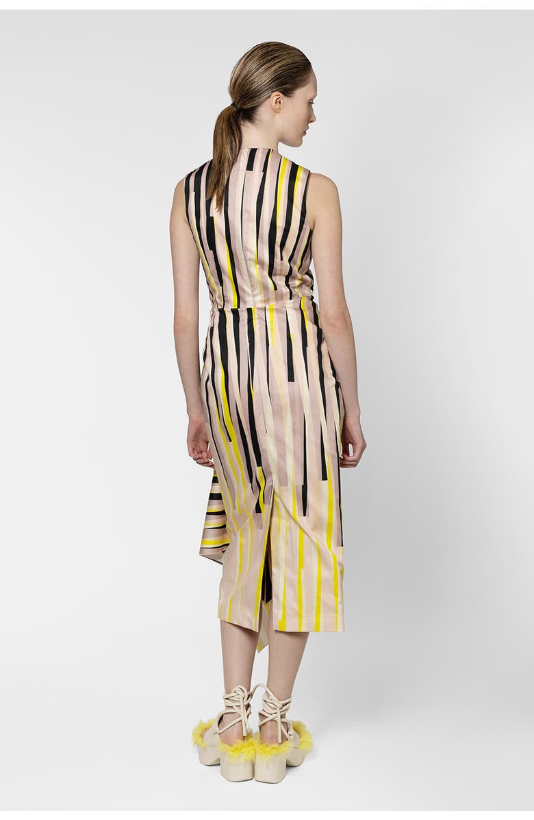 Roksanda Esra Stripe Cotton Fitted Midi Dress, Alternate, color, Collage Print Yellow / Black