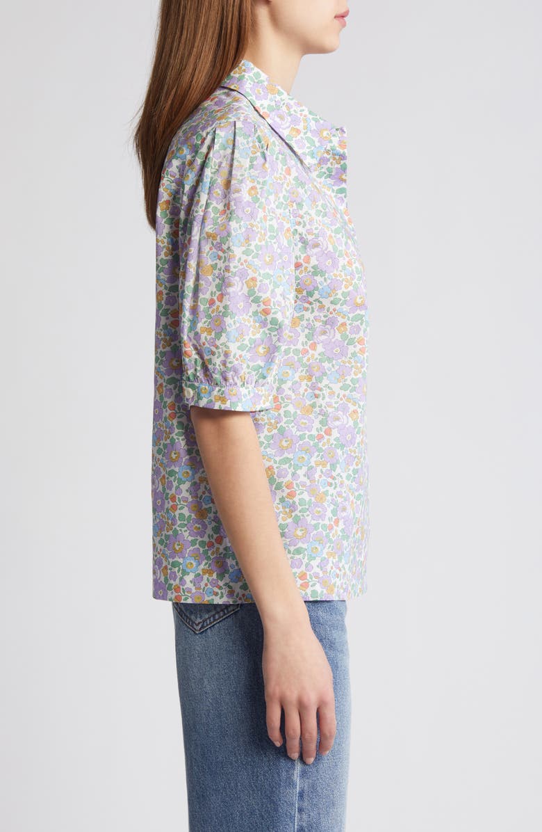 Liberty London Floral Puff Sleeve Cotton Shirt, Alternate, color, 