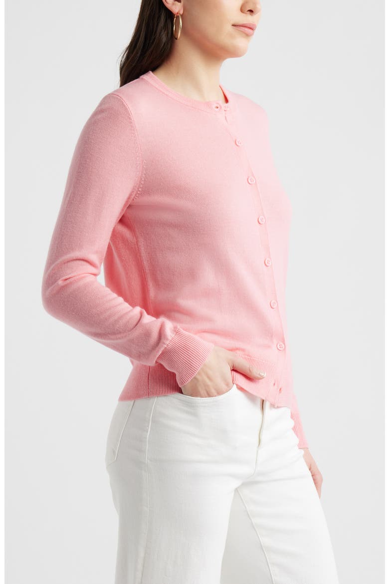 Merino Wool Blend Cardigan, Alternate, color, PINK DIANTHUS