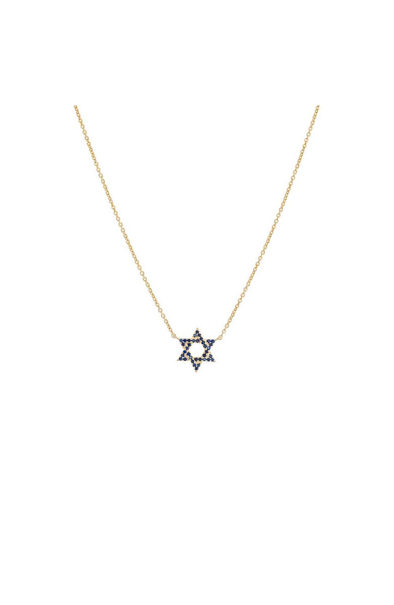 BY ADINA EDEN Sapphire Blue Star Of David Necklace 14K, Main, color, 