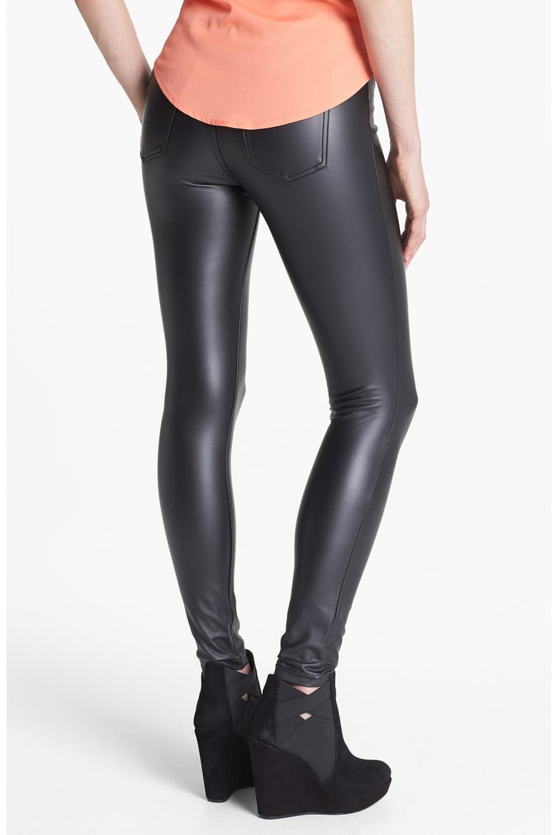 'Leatherette' Leggings, Alternate, color, BLACK
