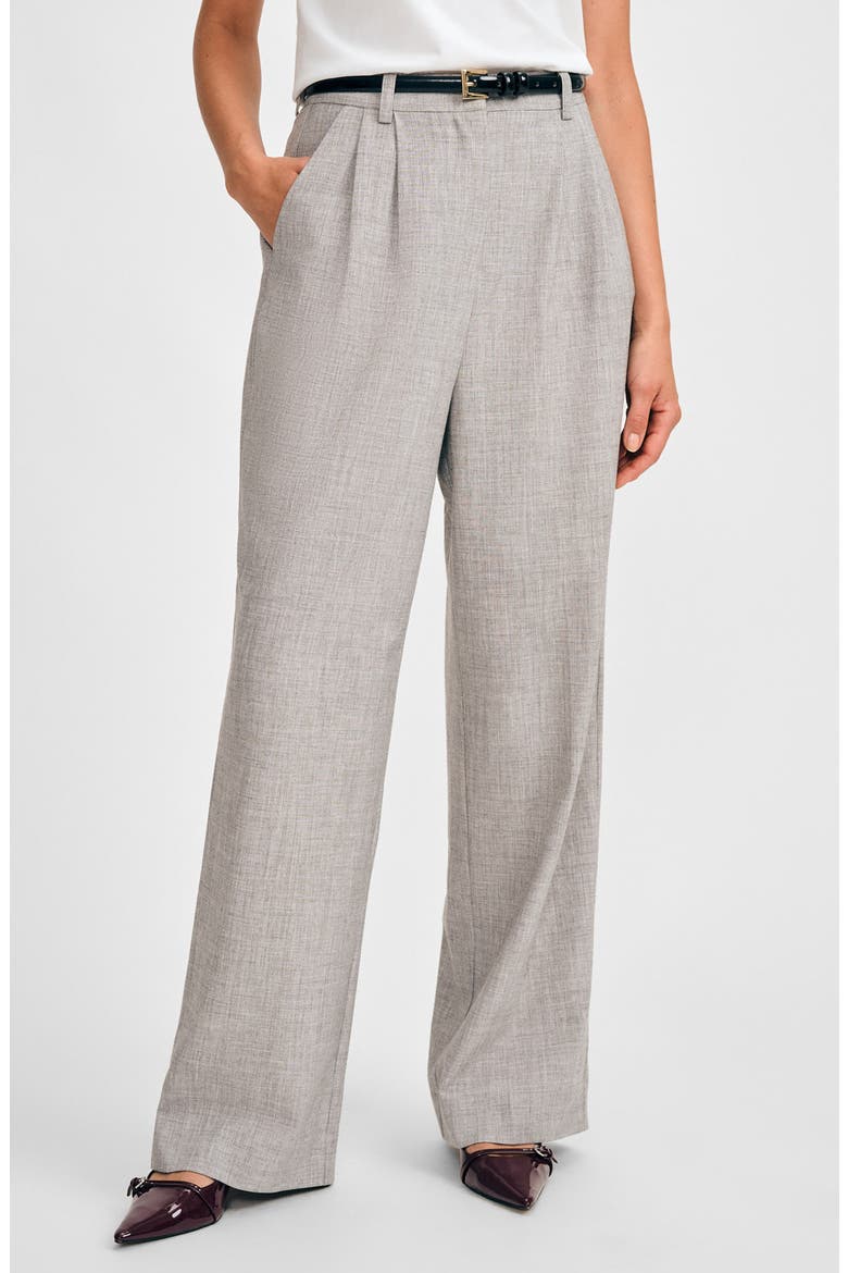 Front Pleat Wide Leg Pants, Main, color, HEATHER GREY