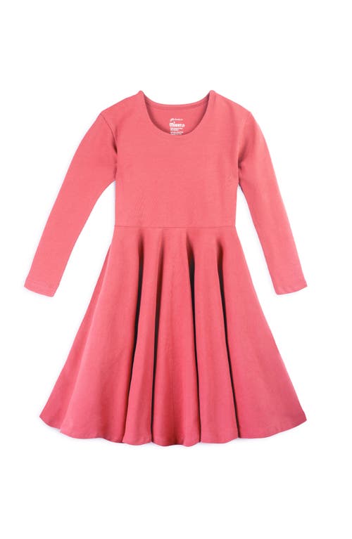 Shop Mightly Organic Cotton 3/4 Sleeve Solid Twirl Dress In Coral