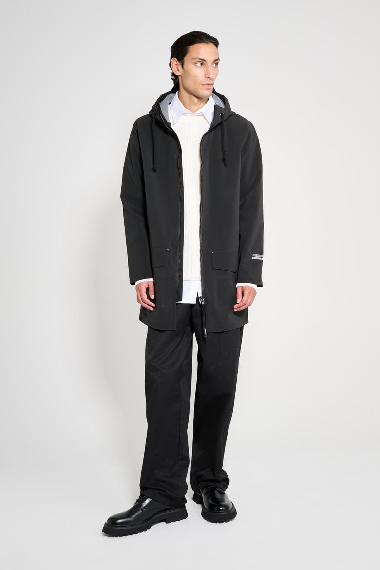 Stockholm Patch Matte Raincoat, Alternate, color, Black