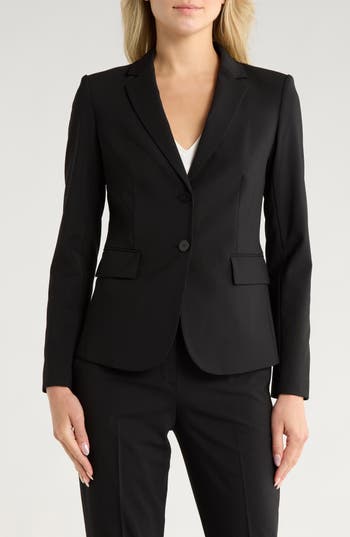 Theory Carissa Verve Stretch Virgin Wool Blazer in Black at Nordstrom Rack, Size 0