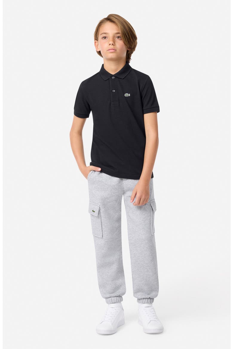 Kids' Solid Cotton Piqué Polo, Alternate, color, NOIR