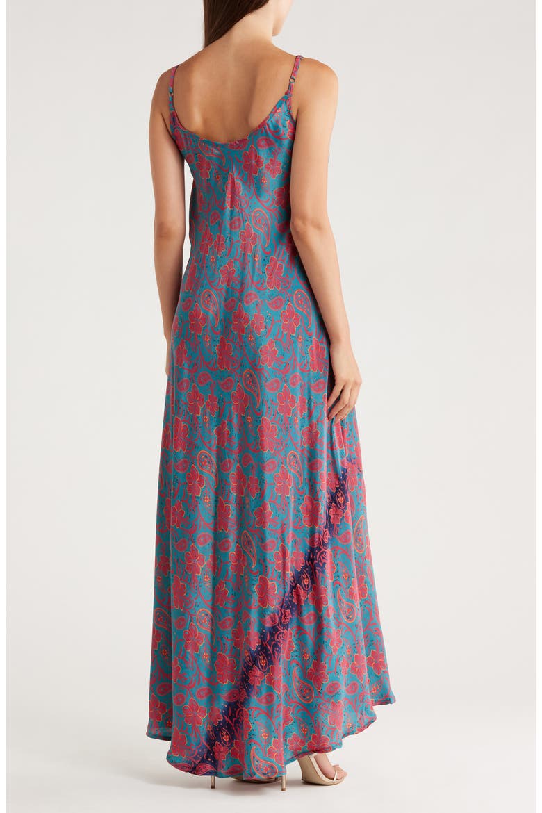 Printed A-Line Maxi Dress, Alternate, color, BLUE/ PINK
