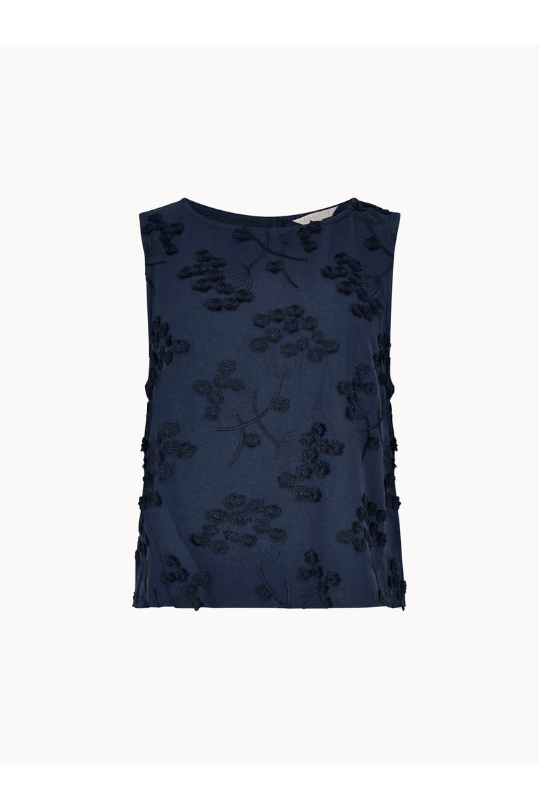 Dandellion Embroidered Linen Top, Alternate, color, Navy