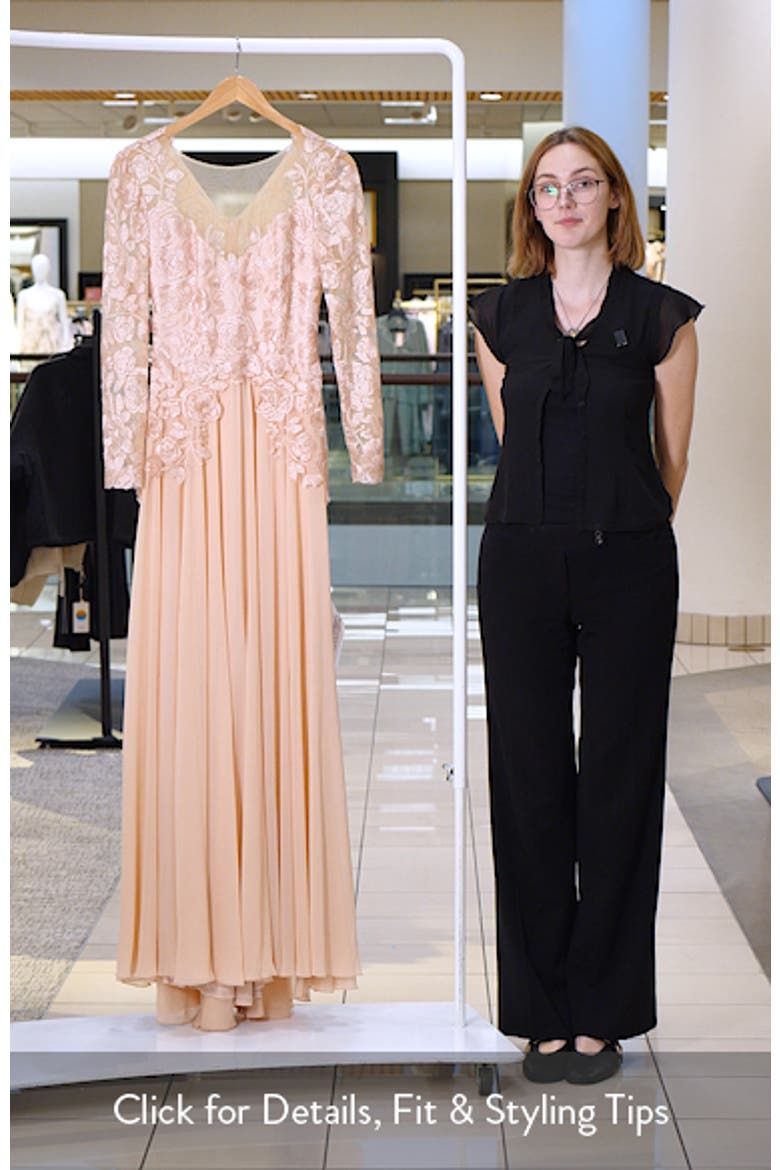 Illusion Lace Embroidered Sleeve Gown video