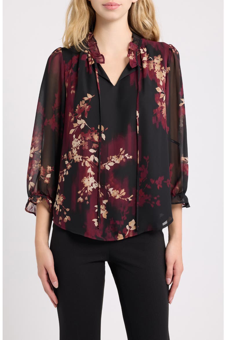 Floral Print Georgette Top, Main, color, ANNE BLACK MULTI