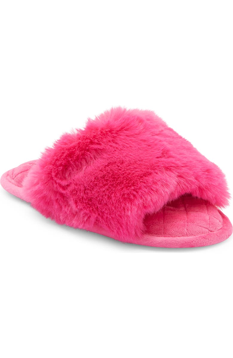 Rachel Roy Harper Faux Fur Slipper, Main, color, Hot Pink