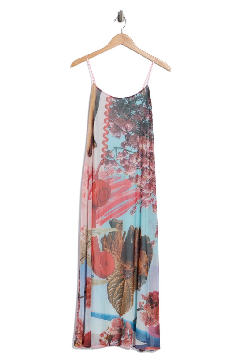 Print Knit Slip Dress, Alternate, color, LIGHT BLUE