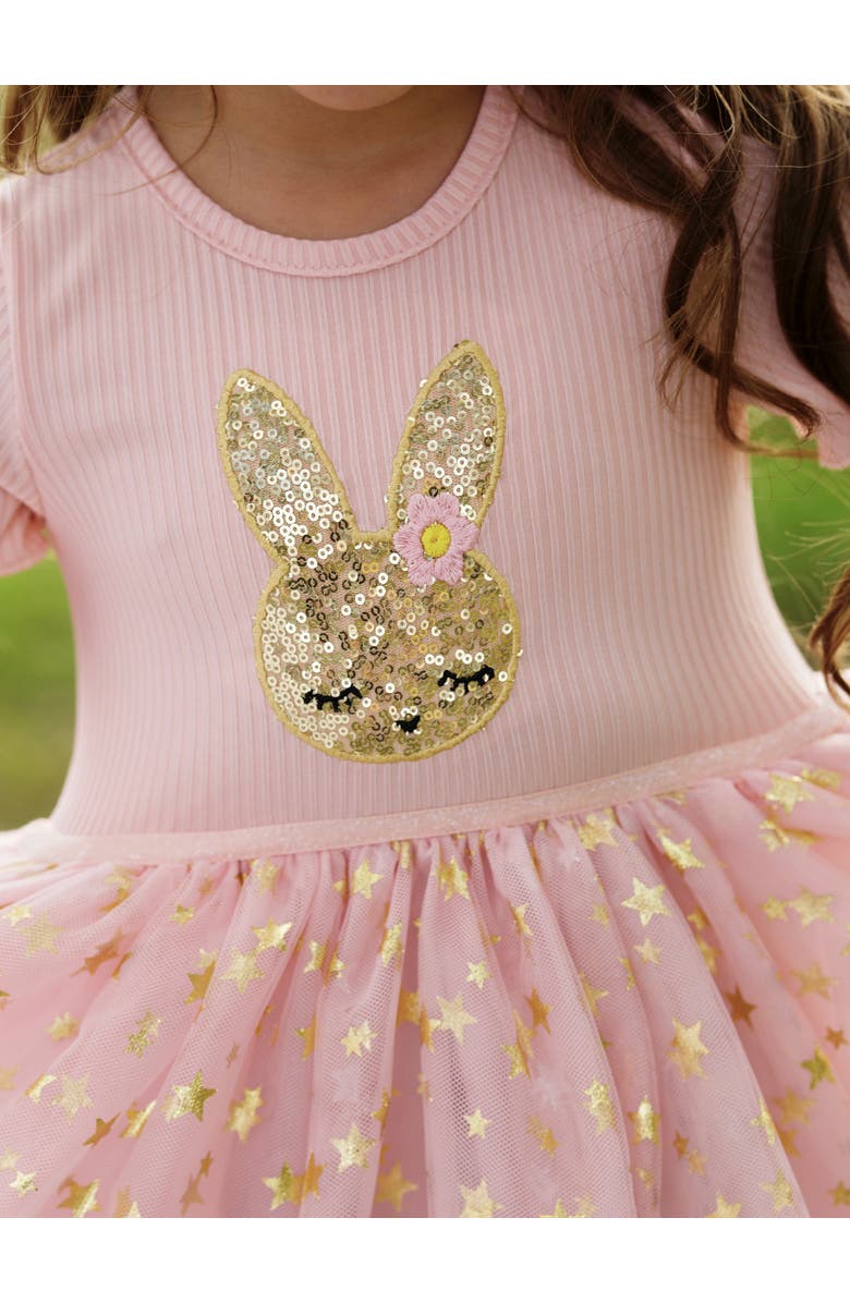 Mia Belle Girls Girls Blush Star Bunny Tulle Dress, Alternate, color, Pink