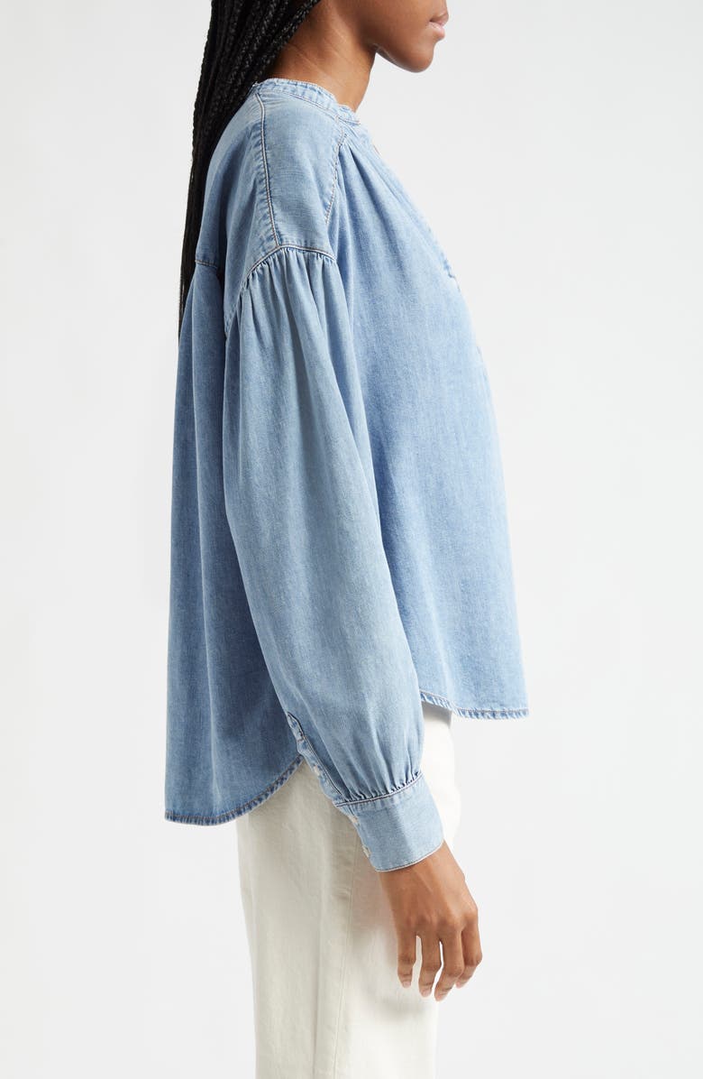 Veronica Beard Kylie Cotton Blend Chambray Shirt, Alternate, color, Pebble Stone