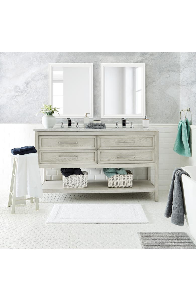 Nautica Peniston Solid Cotton Bath Rug, Alternate, color, White