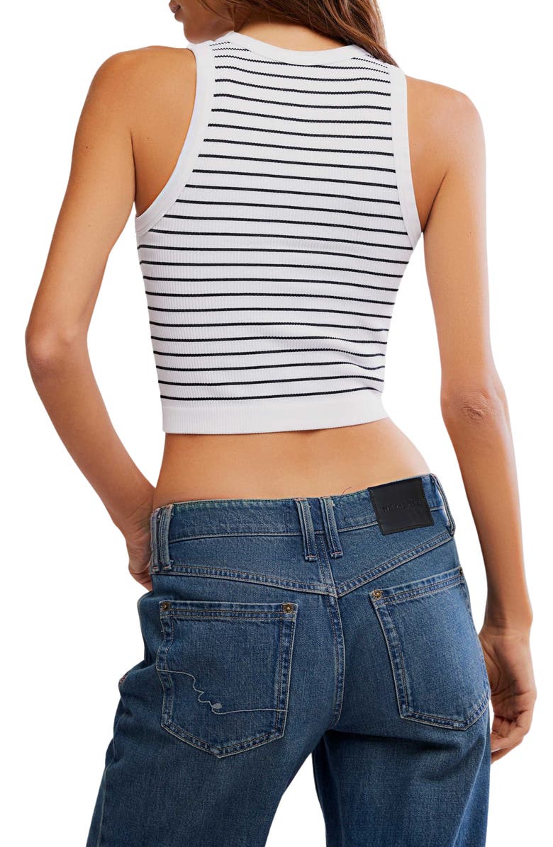 Free People You're Up Stripe Rib Crop Tank, Alternate, color, Black & White Stripe