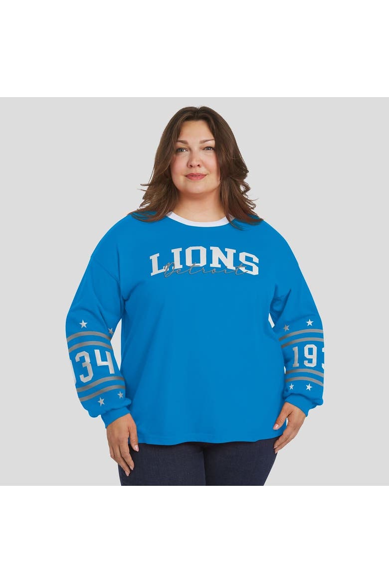 Women's WEAR by Erin Andrews Blue Detroit Lions Plus Size Sport Long-Sleeve T-Shirt, Alternate, color, Blue
