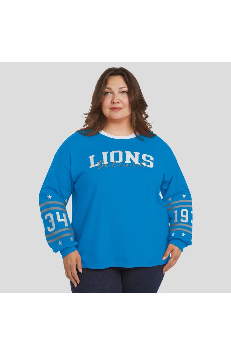 WEAR by Erin Andrews Women's WEAR by Erin Andrews Blue Detroit Lions Plus Size Sport Long-Sleeve T-Shirt, Alternate, color, Blue