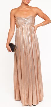 Petal & Pup Faye Strapless Metallic Gown