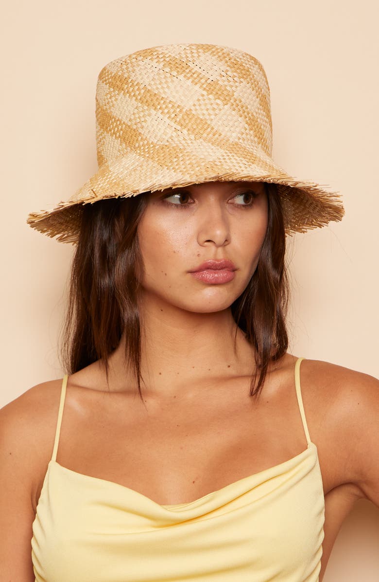 Eugenia Kim Ramona Straw Bucket Hat, Alternate, color, Natural/ Camel