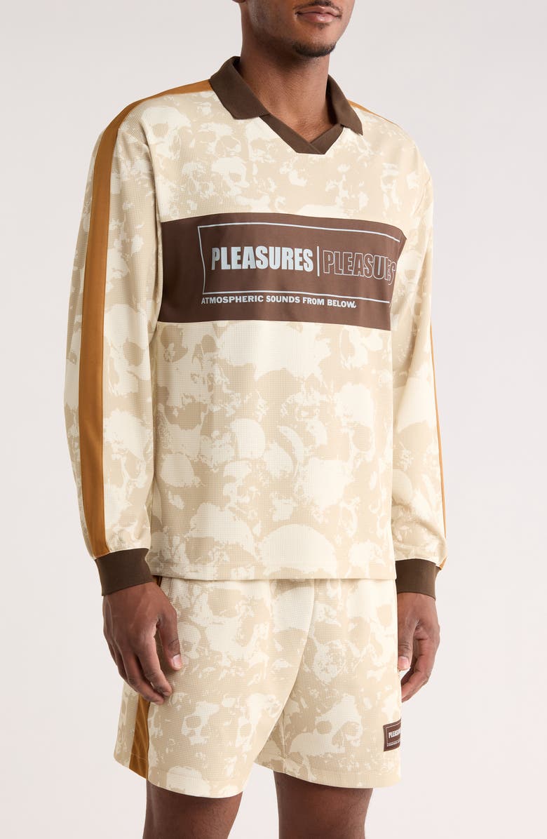 PLEASURES Despair Skull Print Johnny Collar Shirt, Alternate, color, Ecru