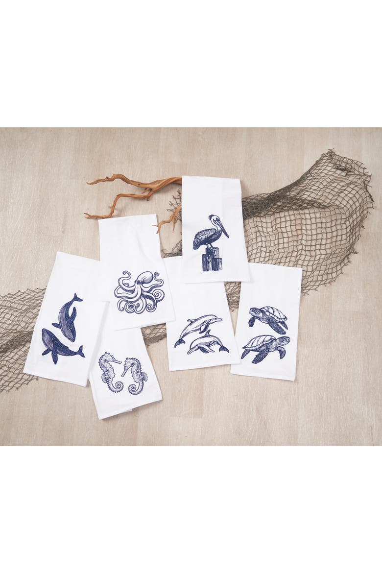 Blue Sea Turtles Kitchen and Bathroom Embroidered Hand Towel, Alternate, color, Blue