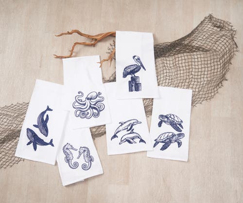 C & F Home C&f Home Blue Sea Turtles Kitchen And Bathroom Embroidered Hand Towel In Blue