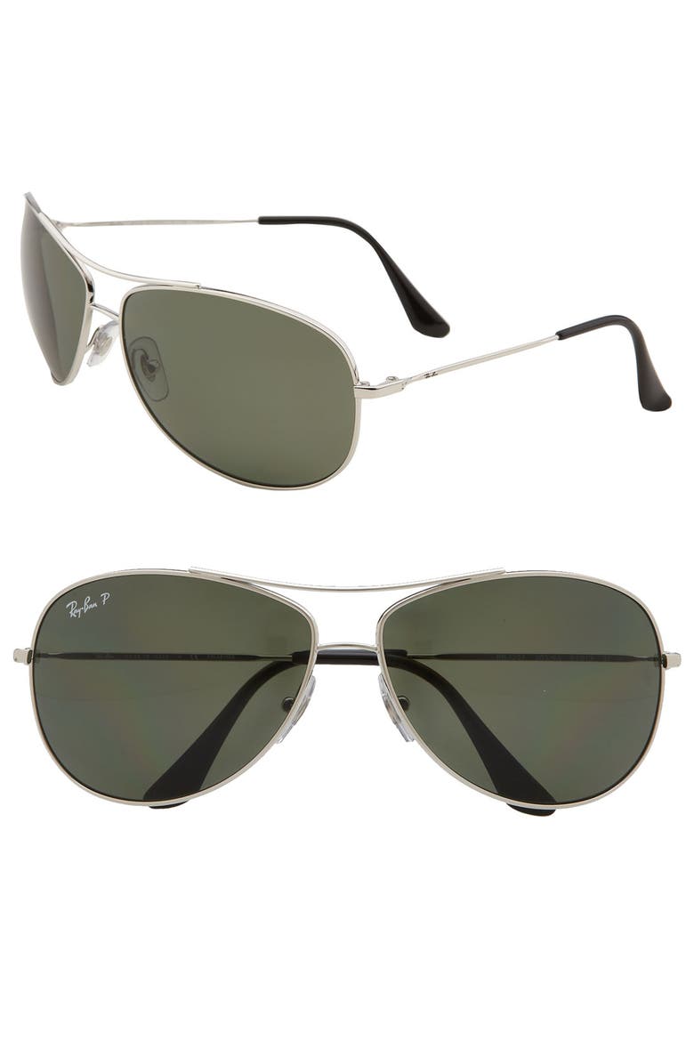 Ray-Ban 'Bubble Wrap Aviator' Polarized 63mm Sunglasses, Main, color, 