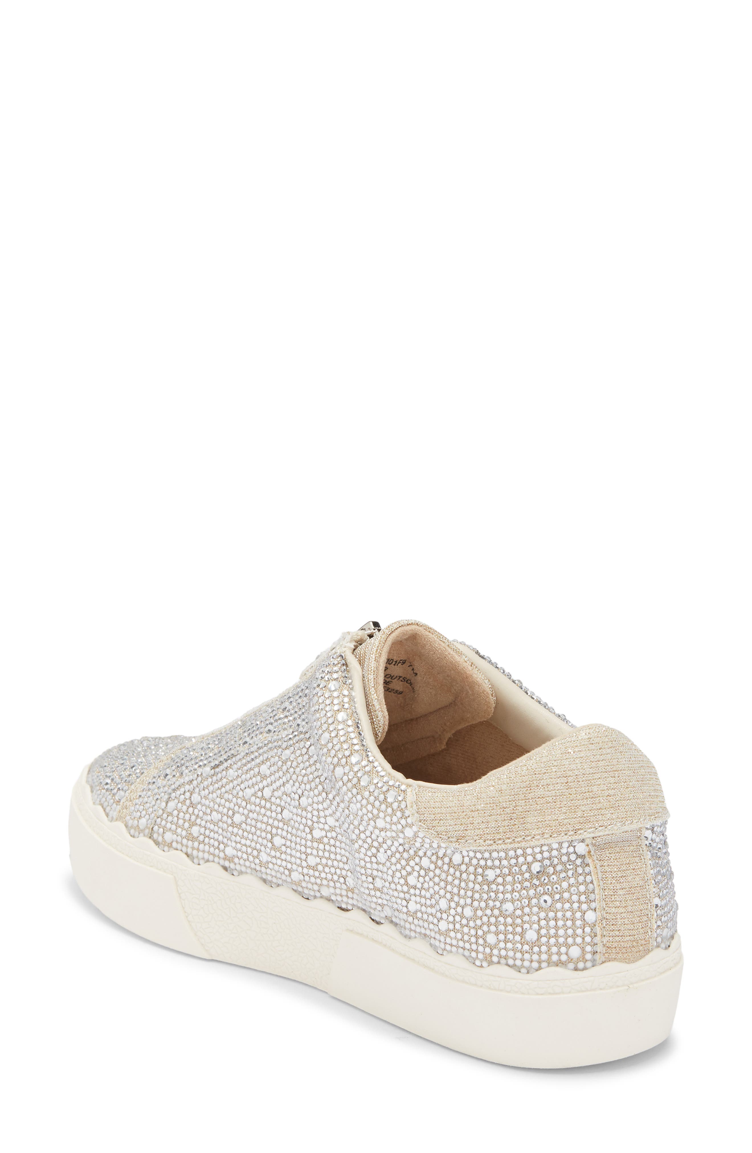 Anne Klein Cadia Zip Embellished Sneaker, Alternate, color, Platinum