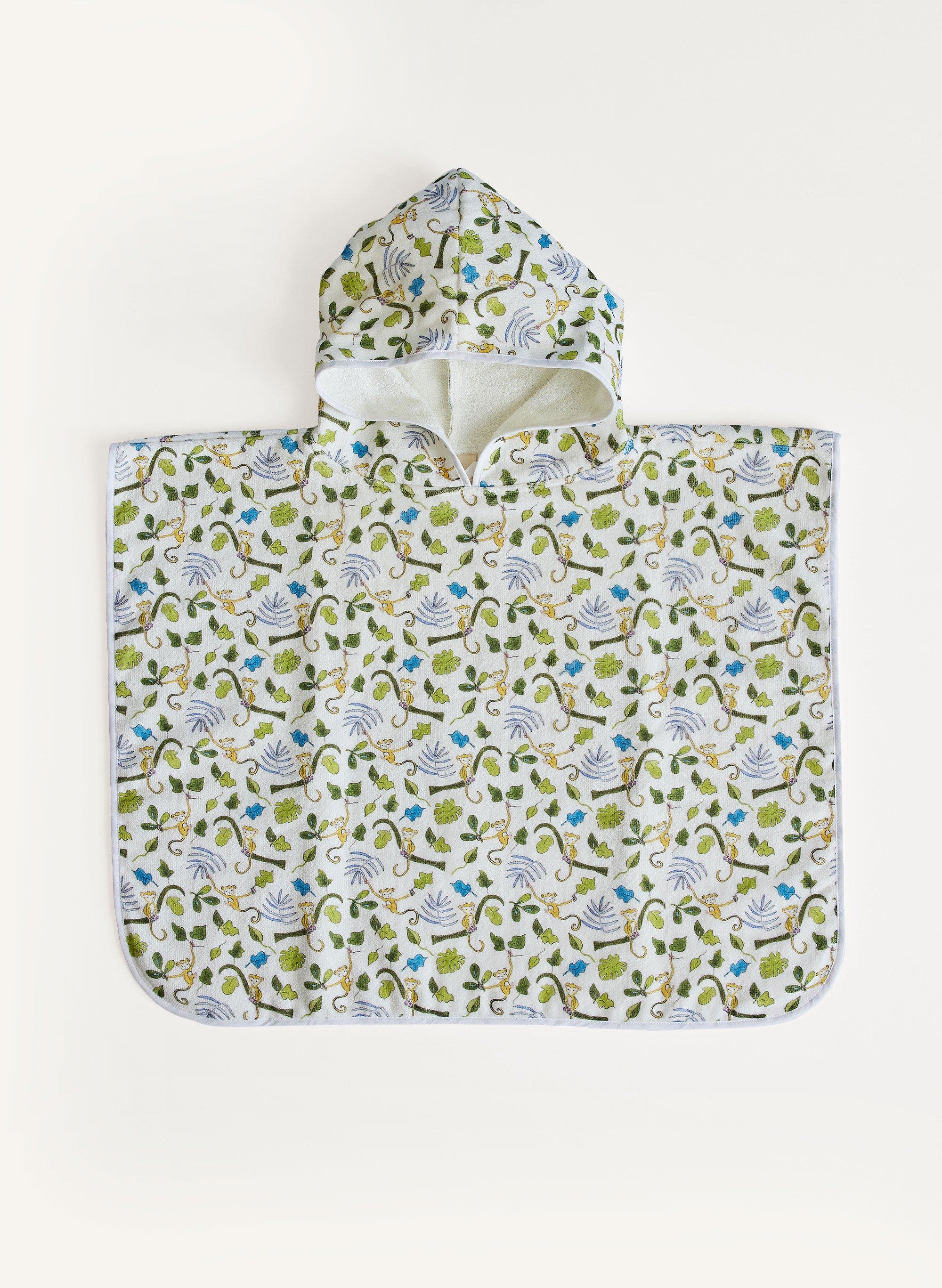 Timo & Violet Happy Monkey Swim Poncho in White 