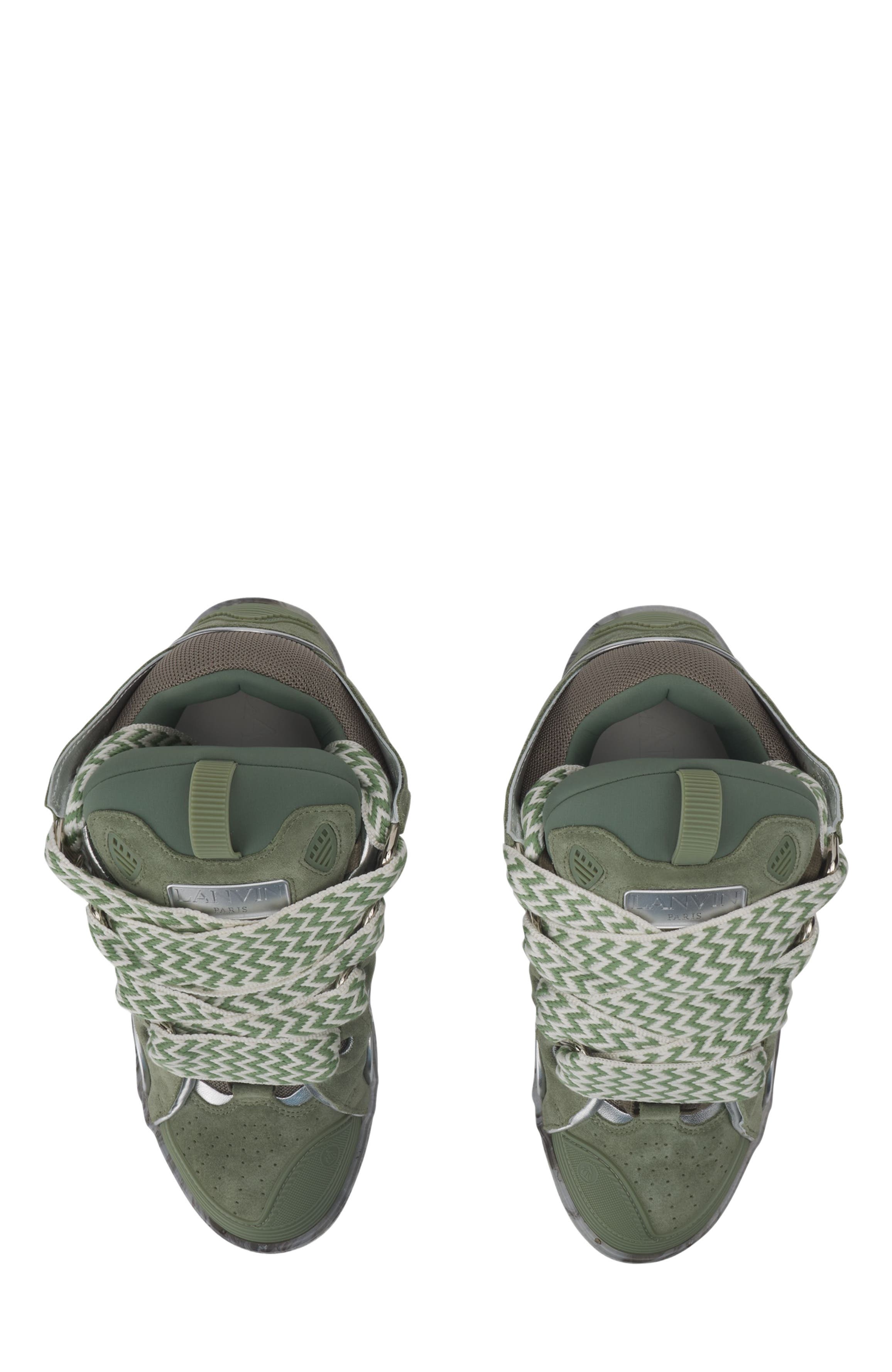 Lanvin Leather Curb Sneakers With Marbled Sole, Alternate, color, 