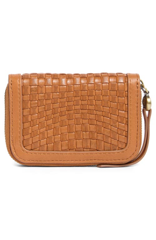 Hobo Small Nila Woven Leather Zip Around Wallet In Wheat