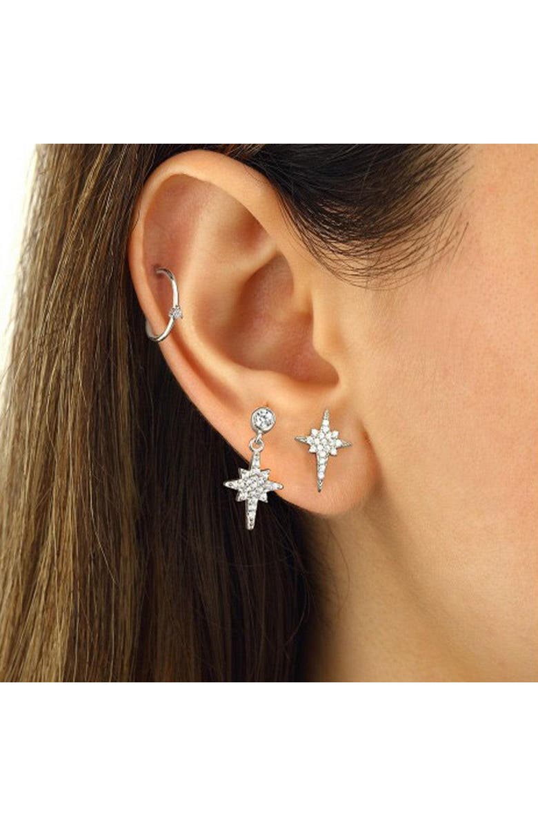 Spero London Northern Star Sterling Silver Stud Earring, Alternate, color, Silver