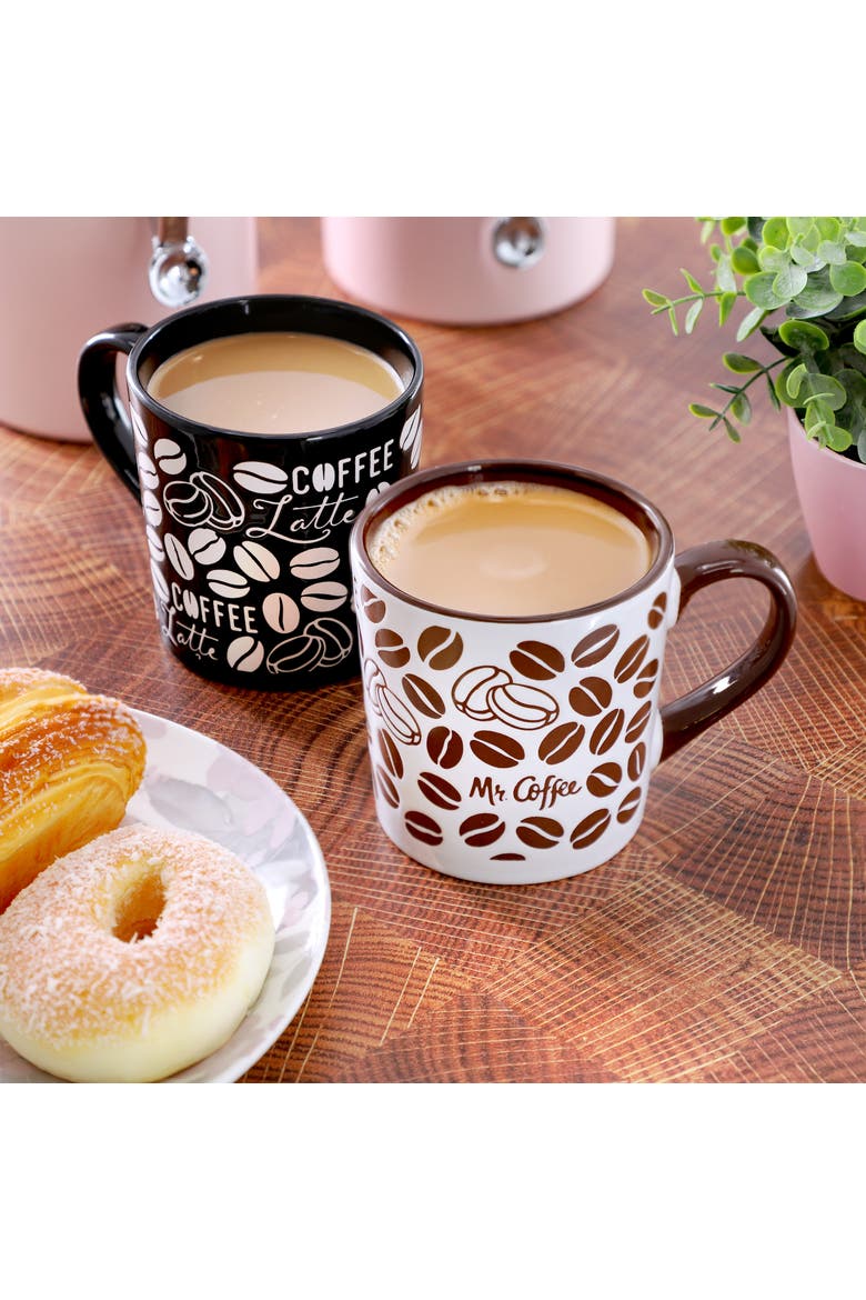 Vintage Brew 2 Piece 18 Ounce Coffee Bean Stoneware Mug Set, Alternate, color, Brown
