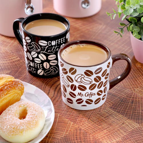 Mr Coffee Mr. Coffee Vintage Brew 2 Piece 18 Ounce Coffee Bean Stoneware Mug Set In Brown