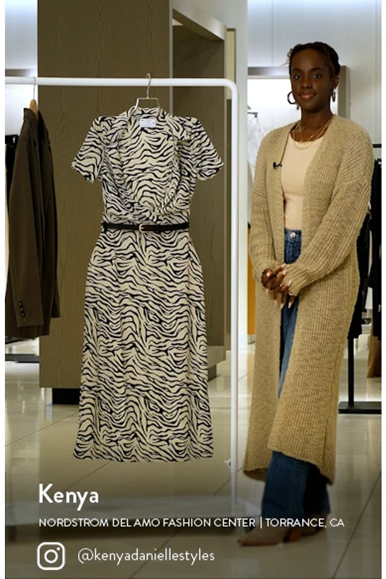 Deep V-Neck Faux Wrap Midi Dress video