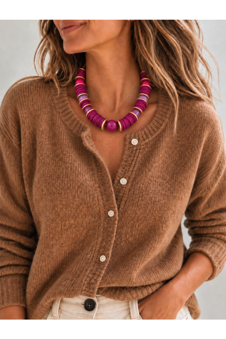 Saturday Plans Purple Beaded Necklace, Alternate, color, Pink