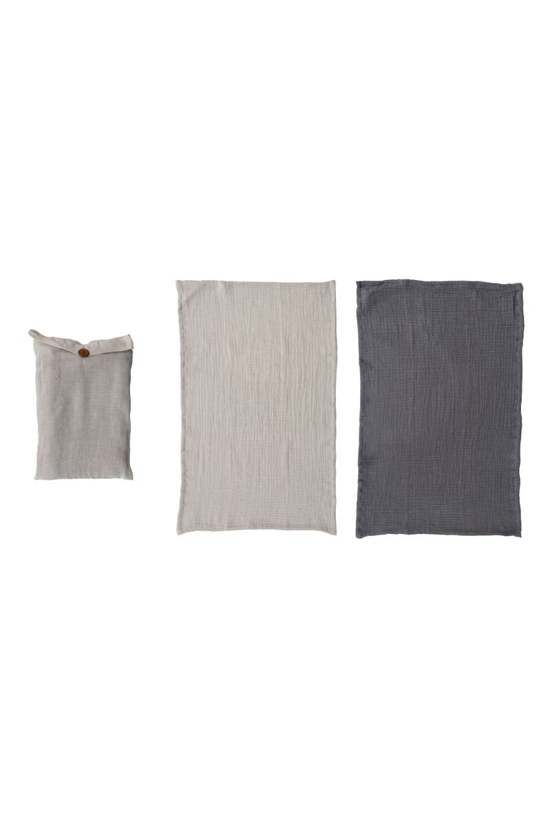 Storied Home Cotton Tea Towels, Set of 2 in Bag, Main, color, Black