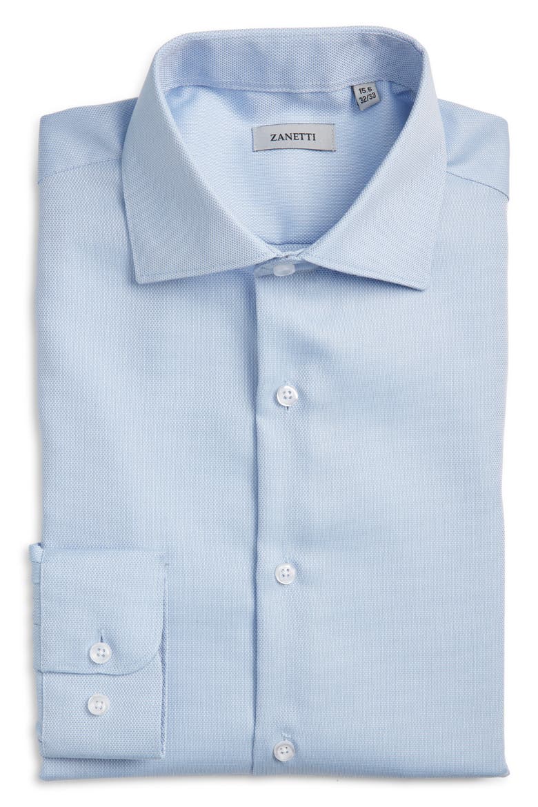 Trim Fit Cotton Twill Dress Shirt, Alternate, color, LIGHT BLUE