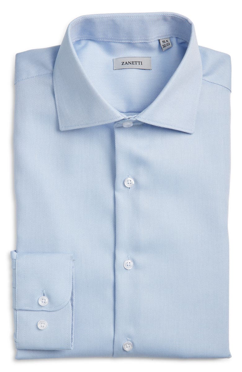 ZANETTI Textured Oxford Dress Shirt, Alternate, color, Light Blue