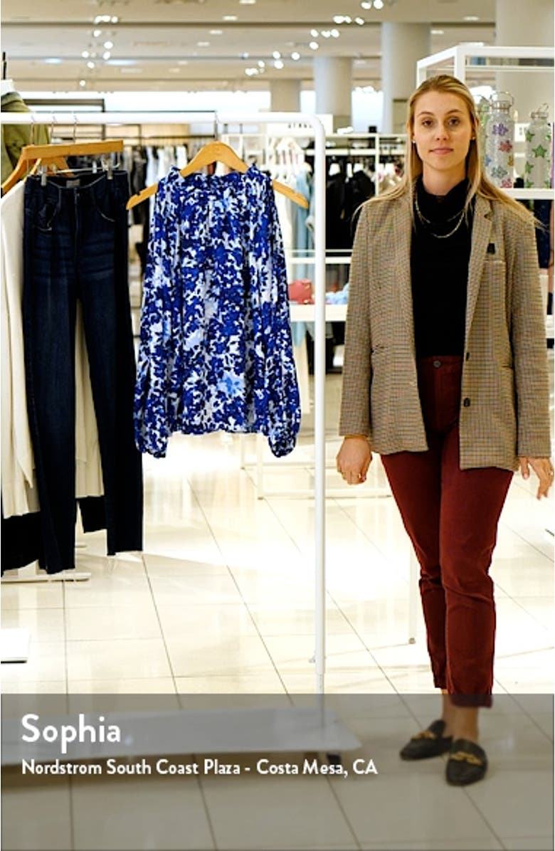 Floral Print Split Sleeve Blouse, sales video thumbnail