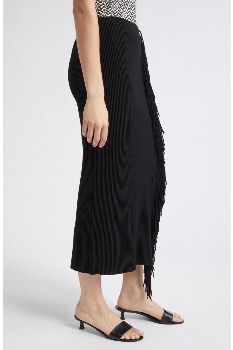 High Waist Side Fringe Skirt, Alternate, color, SOLID BLACK