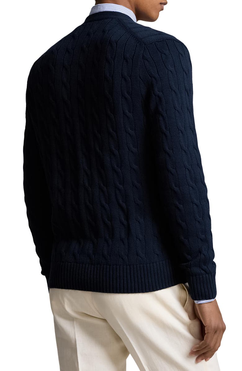 Polo Ralph Lauren Cable Cotton Cardigan, Alternate, color, Hunter Navy
