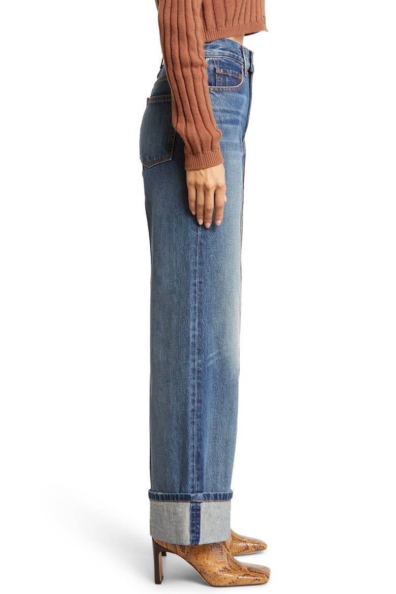 Genevieve Cuff Wide Leg Jeans, Alternate, color, DANUBE DARK INDIGO WASH