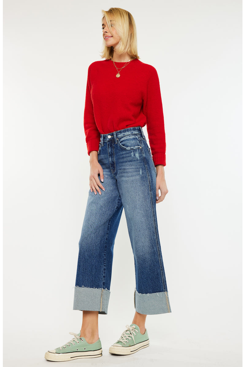 Lynn 90's Cropped Wide Leg Jeans, Alternate, color, Medium Wash