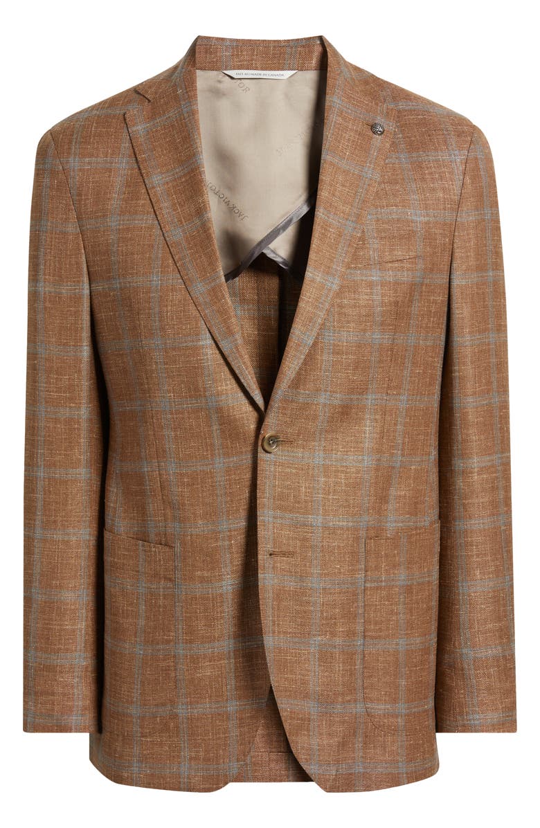 Jack Victor Hampton Tobacco Plaid Sport Coat, Alternate, color, Tobacco