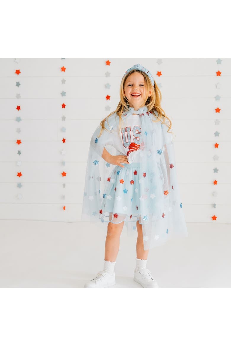 USA Sequin Stars Cape, Alternate, color, Light blue