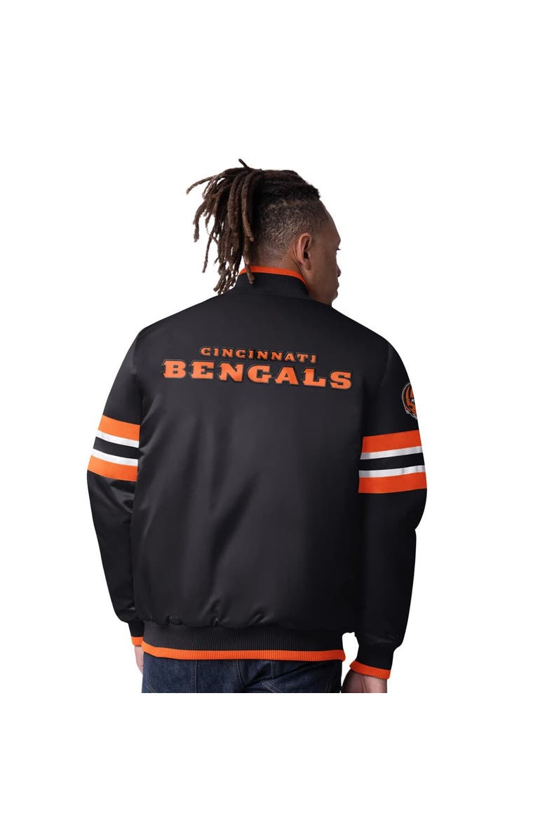 STARTER Men's Starter Black Cincinnati Bengals Scout I Full-Snap Varsity Jacket, Alternate, color, Black